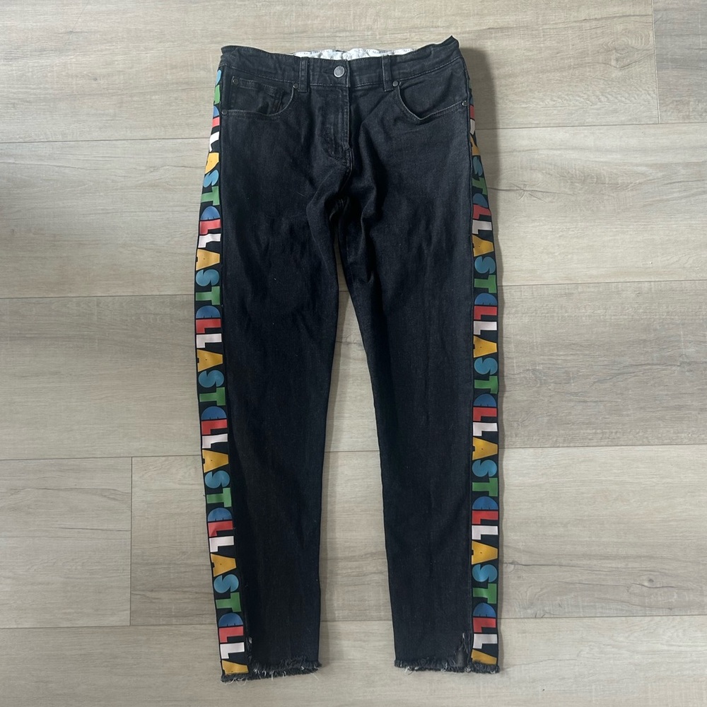 Stella McCartney Kids Black Logo-Striped Denim Jeans